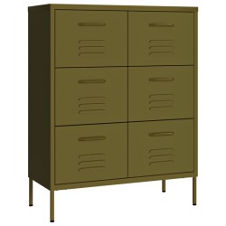 vidaXL Schubladenschrank Olivgrün 80x35x101,5 cm Stahl    