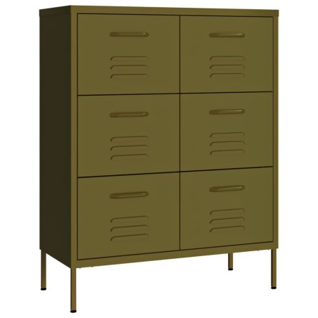vidaXL Schubladenschrank Olivgrün 80x35x101,5 cm Stahl    