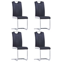 vidaXL Freischwinger 4 Stk. Schwarz Kunstleder 