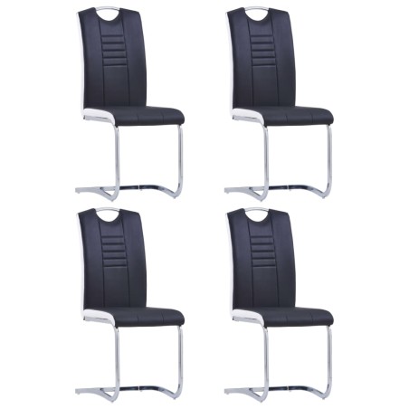 vidaXL Freischwinger 4 Stk. Schwarz Kunstleder 