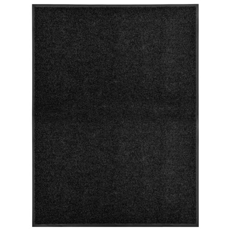 vidaXL Fußmatte Waschbar Schwarz 90x120 cm 