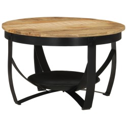 vidaXL Couchtisch Ø 68 x 43 cm Massivholz Mango und Eisen
