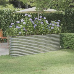 vidaXL Hochbeet Pulverbeschichteter Stahl 224x40x68 cm Silbern