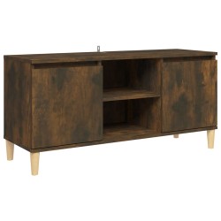 vidaXL TV-Schrank mit Massivholz-Beinen Räuchereiche 103,5x35x50 cm