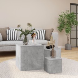 vidaXL Beistelltische 3-tlg. Betongrau Holzwerkstoff