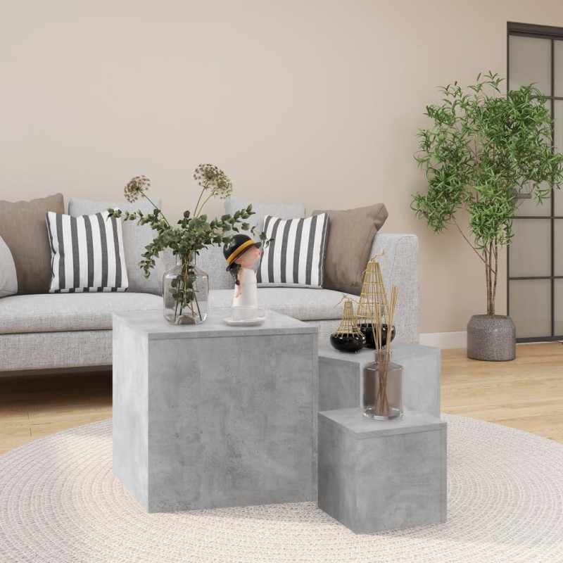 vidaXL Beistelltische 3-tlg. Betongrau Holzwerkstoff vidaXL Beistelltische 3-tlg. Betongrau Holzwerkstoff