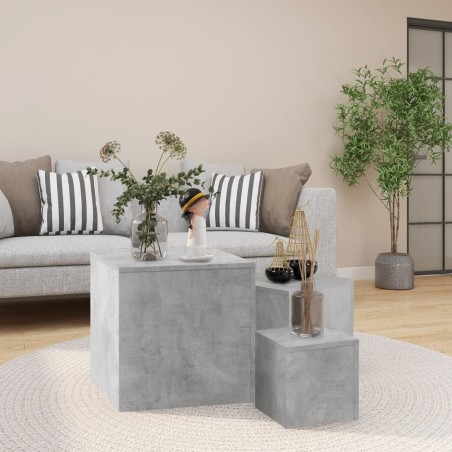 vidaXL Beistelltische 3-tlg. Betongrau Holzwerkstoff
