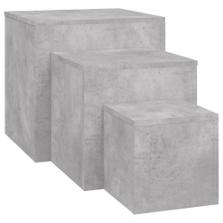 vidaXL Beistelltische 3-tlg. Betongrau Holzwerkstoff