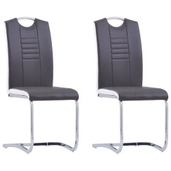 vidaXL Freischwinger 2 Stk. Grau Kunstleder 