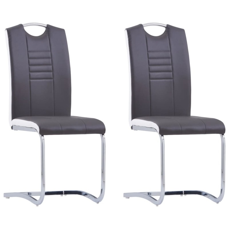 vidaXL Freischwinger 2 Stk. Grau Kunstleder 