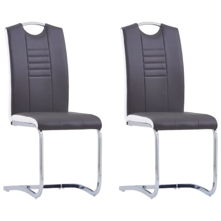 vidaXL Freischwinger 2 Stk. Grau Kunstleder 