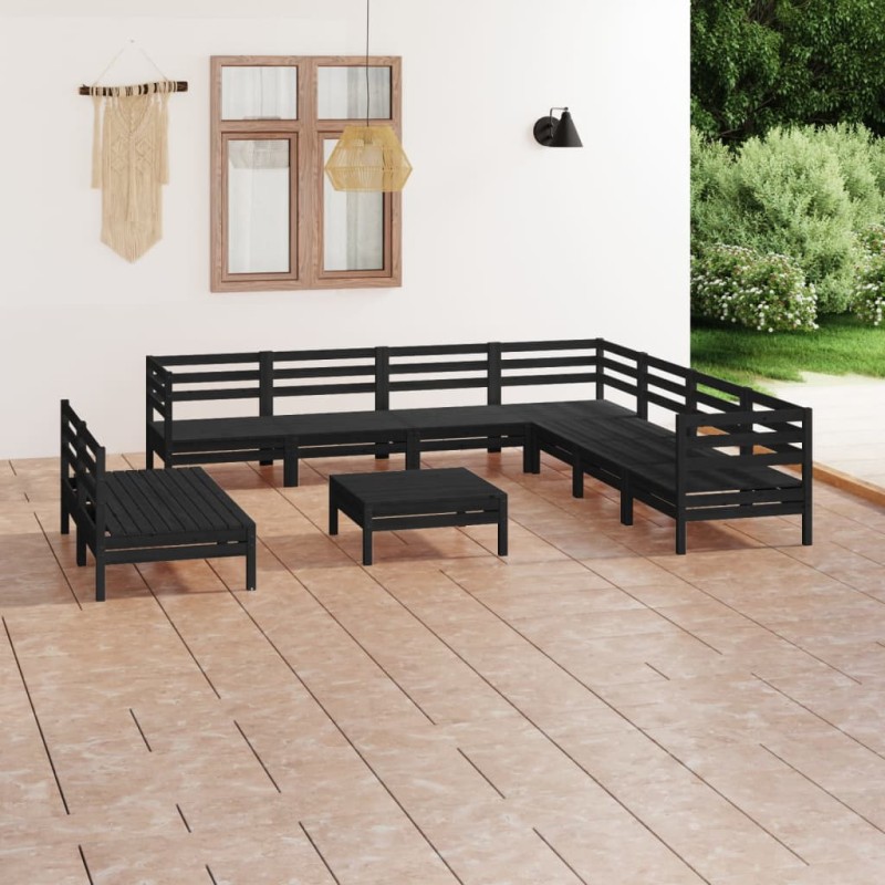 vidaXL 10-tlg. Garten-Lounge-Set Massivholz Kiefer Schwarz vidaXL 10-tlg. Garten-Lounge-Set Massivholz Kiefer Schwarz