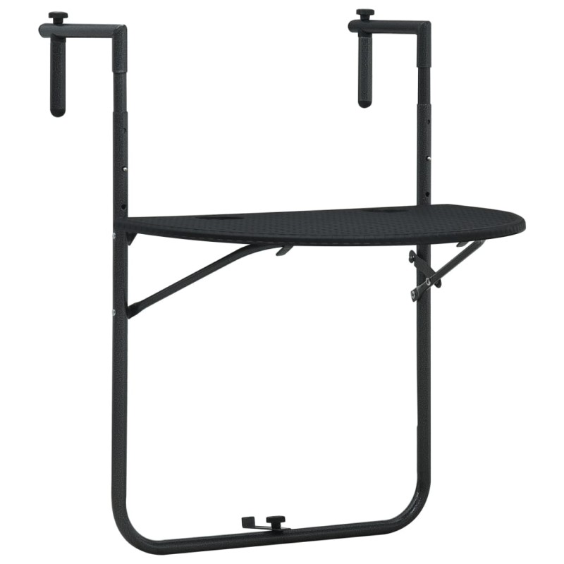 vidaXL Balkonhängetisch Schwarz 60x64x83,5 cm Kunststoff Rattanoptik vidaXL Balkonhängetisch Schwarz 60x64x83,5 cm Kunststoff Rattanoptik