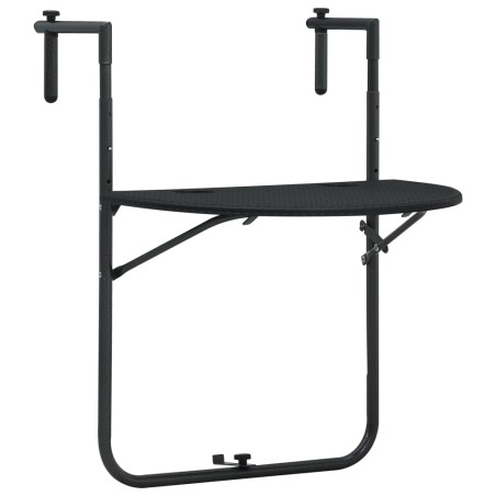 vidaXL Balkonhängetisch Schwarz 60x64x83,5 cm Kunststoff Rattanoptik