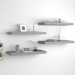 vidaXL Schwebende Wandregale 4 Stk. Grau 60x23,5x3,8cm MDF 
