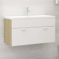 vidaXL Waschbeckenunterschrank Weiß Sonoma-Eiche 90x38,5x46 cm vidaXL Waschbeckenunterschrank Weiß Sonoma-Eiche 90x38,5x46 cm