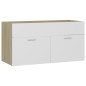 vidaXL Waschbeckenunterschrank Weiß Sonoma-Eiche 90x38,5x46 cm vidaXL Waschbeckenunterschrank Weiß Sonoma-Eiche 90x38,5x46 cm