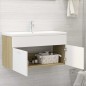 vidaXL Waschbeckenunterschrank Weiß Sonoma-Eiche 90x38,5x46 cm vidaXL Waschbeckenunterschrank Weiß Sonoma-Eiche 90x38,5x46 cm