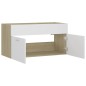 vidaXL Waschbeckenunterschrank Weiß Sonoma-Eiche 90x38,5x46 cm vidaXL Waschbeckenunterschrank Weiß Sonoma-Eiche 90x38,5x46 cm