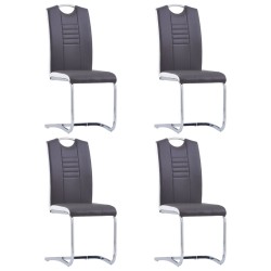 vidaXL Freischwinger 4 Stk. Grau Kunstleder 