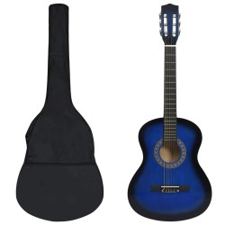 vidaXL 8-tlg. Klassikgitarren-Set für Anfänger & Kinder Blau 3/4 36"      
