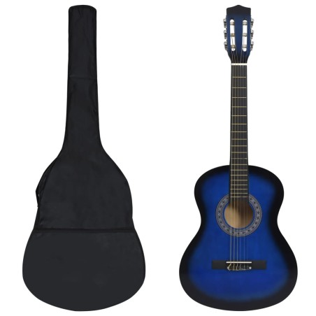 vidaXL 8-tlg. Klassikgitarren-Set für Anfänger & Kinder Blau 3/4 36"      
