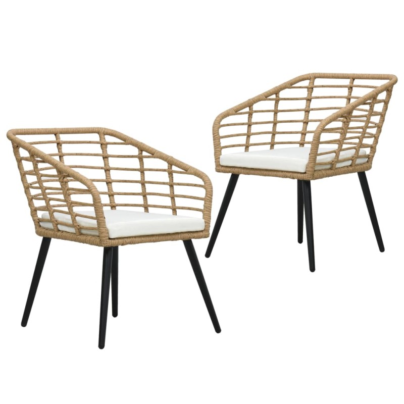 Gartenstühle 2 Stk. mit Auflagen Poly Rattan Eiche Gartenstühle 2 Stk. mit Auflagen Poly Rattan Eiche