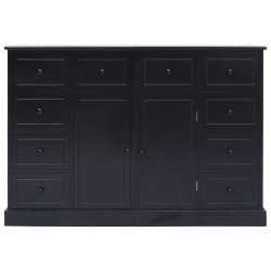 vidaXL Sideboard mit 10 Schubladen Schwarz 113x30x79 cm Holz