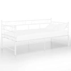 vidaXL Ausziehsofa Bettgestell Weiß Metall 90x200 cm