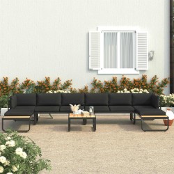 5-tlg. Garten-Ecksofa-Set mit Auflagen Aluminium und WPC