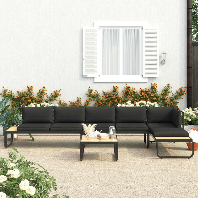 4-tlg. Garten-Ecksofa-Set mit Auflagen Aluminium und WPC 4-tlg. Garten-Ecksofa-Set mit Auflagen Aluminium und WPC