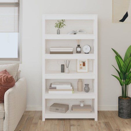 vidaXL Bücherregal Weiß 80x35x154 cm Massivholz Kiefer