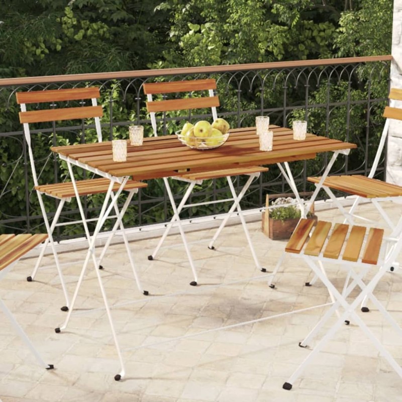 vidaXL Bistrotisch Klappbar 100x54x71 cm Massivholz Akazie und Stahl vidaXL Bistrotisch Klappbar 100x54x71 cm Massivholz Akazie und Stahl