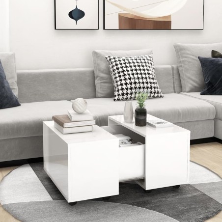 vidaXL Couchtisch Hochglanz-Weiß 60x60x38 cm Holzwerkstoff