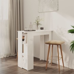 vidaXL Bartisch mit Regal Hochglanz-Weiß 102x50x103,5 cm Holzwerkstoff