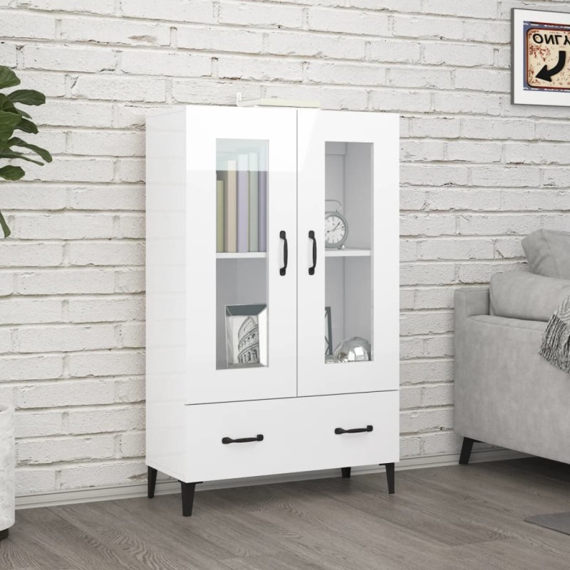 vidaXL Highboard Hochglanz-Weiß 70x31x115 cm Holzwerkstoff