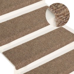vidaXL Treppenmatten 15 Stk. Nadelvlies 65x21x4 cm Creme