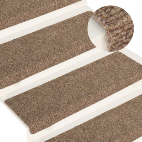 vidaXL Treppenmatten 15 Stk. Nadelvlies 65x21x4 cm Creme
