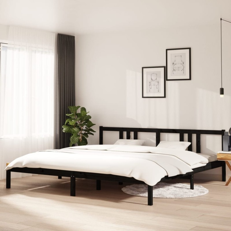 vidaXL Massivholzbett Schwarz 200x200 cm vidaXL Massivholzbett Schwarz 200x200 cm