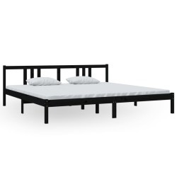 vidaXL Massivholzbett Schwarz 200x200 cm