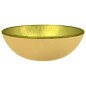 vidaXL Waschbecken Hartglas 35x12 cm Golden vidaXL Waschbecken Hartglas 35x12 cm Golden