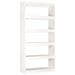 vidaXL Bücherregal/Raumteiler Weiß 80x30x167,4 cm Massivholz Kiefer