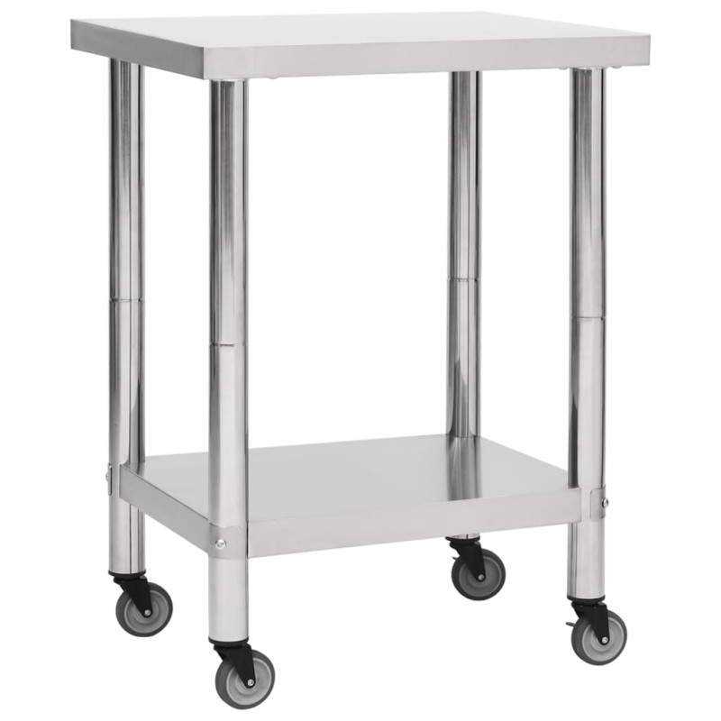 vidaXL Küchen-Arbeitstisch mit Rollen 80x45x85 cm Edelstahl vidaXL Küchen-Arbeitstisch mit Rollen 80x45x85 cm Edelstahl