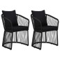 Gartenstühle 2 Stk. mit Polstern und Kissen PVC Rattan Schwarz Gartenstühle 2 Stk. mit Polstern und Kissen PVC Rattan Schwarz