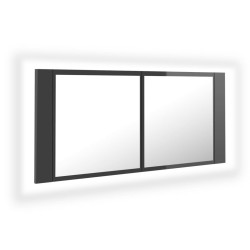 vidaXL LED-Bad-Spiegelschrank Hochglanz-Grau 100x12x45 cm Acryl