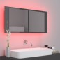 vidaXL LED-Bad-Spiegelschrank Hochglanz-Grau 100x12x45 cm Acryl vidaXL LED-Bad-Spiegelschrank Hochglanz-Grau 100x12x45 cm Acryl