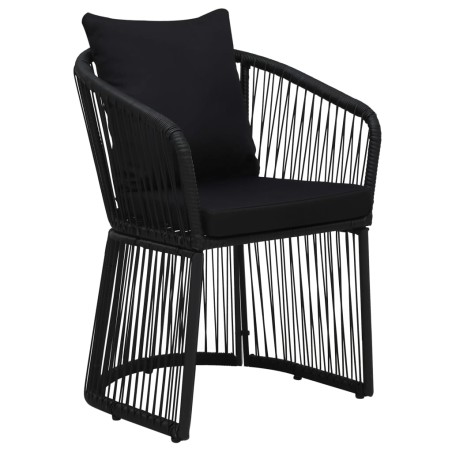 Gartenstühle 2 Stk. mit Polstern und Kissen PVC Rattan Schwarz
