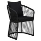 Gartenstühle 2 Stk. mit Polstern und Kissen PVC Rattan Schwarz Gartenstühle 2 Stk. mit Polstern und Kissen PVC Rattan Schwarz