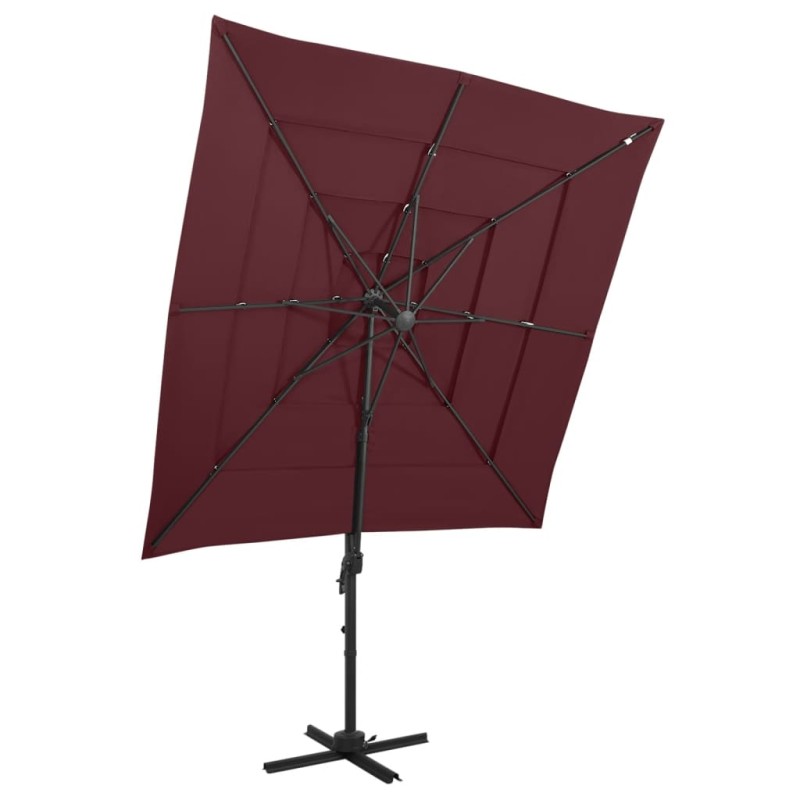 vidaXL Sonnenschirm mit Aluminium-Mast 4-lagig Bordeauxrot 250x250 cm vidaXL Sonnenschirm mit Aluminium-Mast 4-lagig Bordeauxrot 250x250 cm