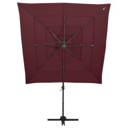 vidaXL Sonnenschirm mit Aluminium-Mast 4-lagig Bordeauxrot 250x250 cm